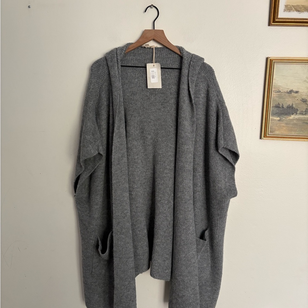 Hem & Thread Charcoal Hooded Oversized Boho Kimono Cardigan Women’s S/M NWT